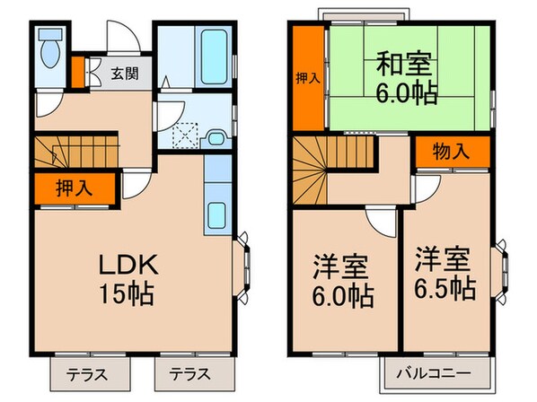 グリ－ンガ－デン８号棟の物件間取画像